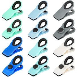 TACGEA Chip Clips, Magnetic Bag Clips with Air Tight Seal for Food Storage, 12 Pieces (Blue Ombre)