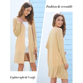 MessBebe Women Knit Long Sleeve Sweater Cardigans Chunky Soft Open Front Drape Fall Cardigan for Women, Medium, Light Camel