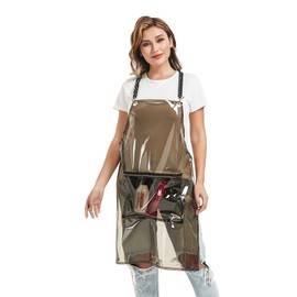MIKI WELL Barber Hair Stylist Apron For Beauty Salon Waterproof with Adjustable Chains Work Clothes 22.8”W x 28.7”L (Black)