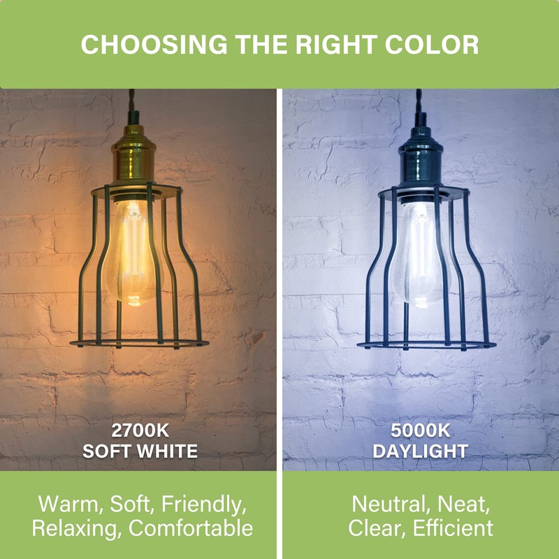 Sigalux Edison Bulbs, E26 LED Bulb ST58 Filament Clear Non-Dimmable