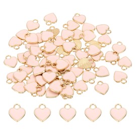PATIKIL 70pcs Heart Charm, Heart Bracelet Charm Pendants Small Bulk Resin Alloy Glitters for Jewelry Making Bracelets Earrings Necklaces DIY Crafts, Pink