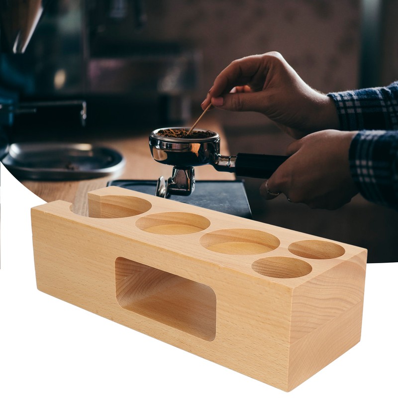 Coffee Tamper Base Multifunction Beech Coffee Distributor Tamping Station Accessories