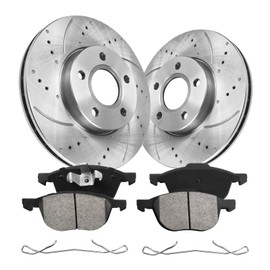 funire Front Brake Pads And Rotors Kit Compatible With 2012-2018 Ford Focus, 2013-2018 C-Max, 54181 D1044-7947 Automotive Replacement Brake Kits Anti-rust Oil Drilled And Slotted Rotors 278mm(10.9in)