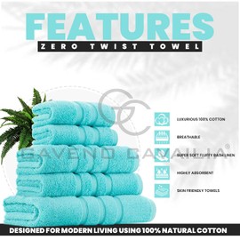 GC GAVENO CAVAILIA 550 GSM Hand Towels - Pack of 2 - Egyptian Cotton Towel - Highly Absorbent & Quick Dry Bathroom Towels Sets - Washable Spa Saloon Gym Towel, Aqua
