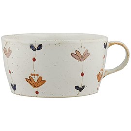 Hamamotouki 400834 Hasami Ware Issei Kiln Sweet Flower Handle Bowl, Red, 15.2 fl oz (450 ml)