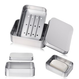 Travel Soap Case with Lid Bar Soap Travel Case, Portable Traveling Soap Dish Metal Soap Box for Traveling, Camping, Outdoor, Gym, Bathroom,Travel Essentials