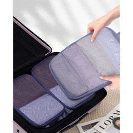 ECOHUB 4-Piece Packing Cubes Compression, 300% Higher Tear Resistance Suitcase Organiser Set, Recycled Packing Cubes for Suitcases & Backpack, Lightweight Travel Organiser Set (Blue)