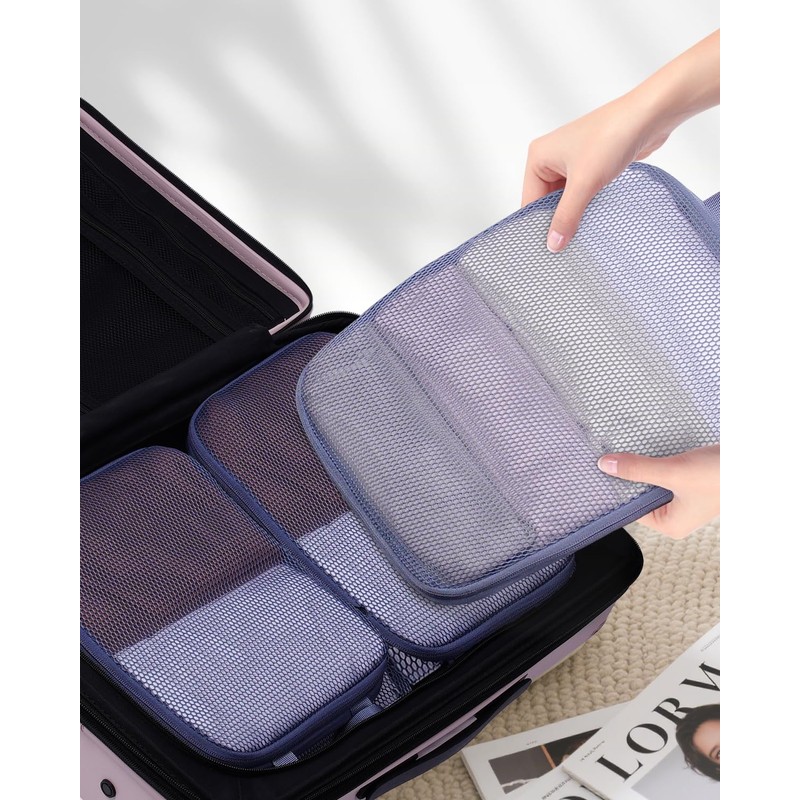ECOHUB 4-Piece Packing Cubes Compression, 300% Higher Tear Resistance Suitcase