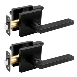 Goldenwarm Matte Black Door Handles Interior, Zinc Alloy Heavy Duty Privacy Door Levers for Bedroom, Contemporary Bathroom Interior Door Handles Bulk (2 Pack)