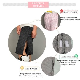 WEEOATAR Tear Away Pants,Bedridden Patient Clothing with 2 Sides Magic Stickers for Post-Surgery,Incontinence Dialysis,Full Open Down Cotton Rip Off Pants for Hip Replacement(Man Grey,Long,XL)