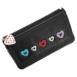 Mala Leather LUCY Collection Zip Top Coin Purse With Keyring And Pocket 468_30 Black