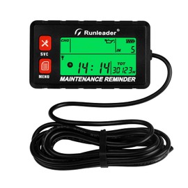 Runleader Digital Self Powered Hour Meter Tachometer,RPM Alert, Multiple Maintenance Reminders,Backlights Display & Selection for Lawn Mower Generator ATV Outboards Snowblower Motorcycle