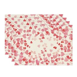 Artoid Mode Pink Love - Juego de 4 manteles individuales para el día de San Valentín, 30.48 x 45.72 cm, tapete de mesa de aniversario de temporada, para decoración de fiesta, cocina, comedor
