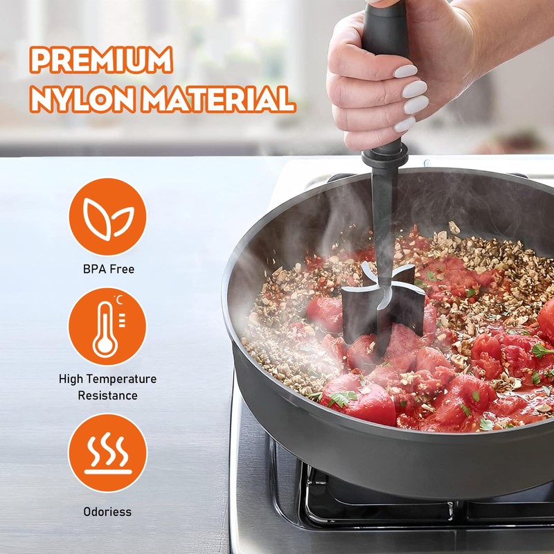 JRYGAC Hackfleisch Zerkleinerer, Multifunktion Hackfleisch, Handheld Stampfer, Hitzebeständiger Meat Masher,