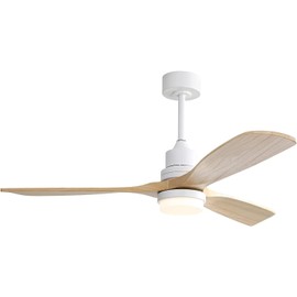Sofucor 52 Inch Solid Wood Ceiling Fans with Lights and Remote, Dimmable 6-Speed Outdoor Ceiling Fan with Light, 3 Blade Ceiling Fan with 3-Timer Reversible DC Motor for Patio Bedroom