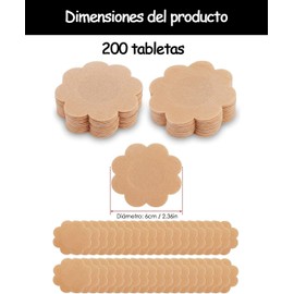 200 Cubre Pezones, Pezoneras Adhesivas para Mujer, Diseño Invisible y Transpirable, Ideales para Vestidos De Novia, Trajes De Baño y Uso Diario, Material Papel No Tejido, Color Beige。