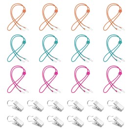 PLLDVEFD 12-Piece Adjustable Lanyard, Equipped With 12-Piece Metal Clips, Elastic Lanyard, Durable Elastic Rope, Fixing Tools For Knitting.