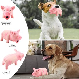 Pig Dog Toy Pet Latex Grunting Cute Dog Squeaky Toy Puppy Chew Toy Lovely Animal Shape Pet Molar Toy Teeth Grinding Toy for Small Medium Dogs(Pink)