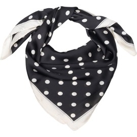 styleBREAKER 01016234 Women's Neckerchief with Dots Pattern, Square Polka Dots, Head Scarf, black-beige