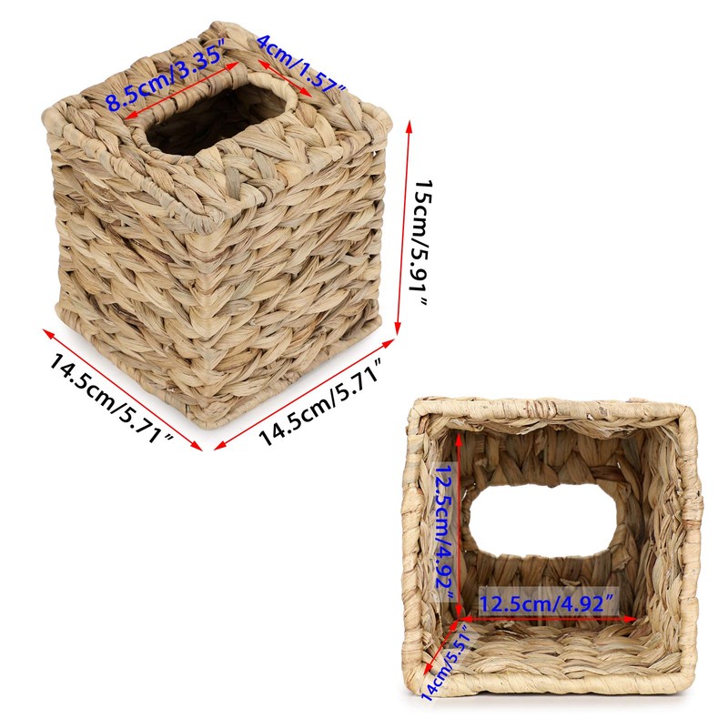 BSTKEY Water Hyacinth Facial Tissue Cover Decorative Hand Woven Paper