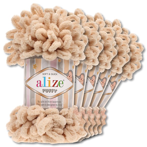 Alize Puffy Wool Chenille Loop Wool, 5 x 100 g,