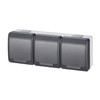 ELEKTRO-PLAST HERMES Surface-Mounted 3-Way Triple Socket IP44 Waterproof Outdoor Anthracite