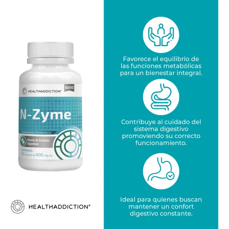 Enzimas Digestivas Health Addiction Lactasa Papaína Cápsulas Mejora Digestiva