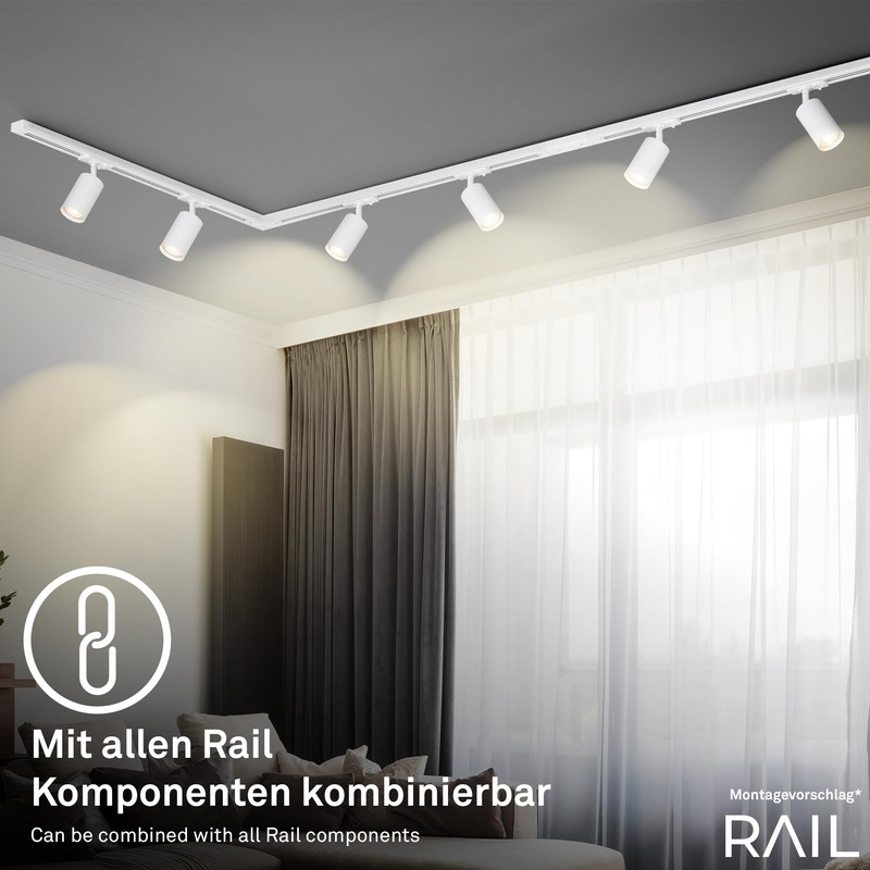 BRILONER - Rail System Rail Pendant Light, Combinable, Accessories, Tracklight,