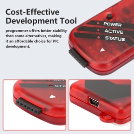 Luatoxry PICkit 3 Programmer Seat, Multifunctional Programmer Emulator Controller with 6Pin Wire and Data Line, Red Microcontroller Emulator for Simulating and Downloading PIC