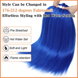 Blue Braiding Hair Pre Stretched, 26 Inch 8 Pack Prestretched Braiding Hair For Braid Women Hair,Professional Synthetic Hair For Knotless Crochet Braids,Soft Yaki Straight(26in,8pc,blue)