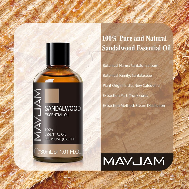 Sandalwood Essential Oil 1.01FL.OZ, MAYJAM Premium Aromatherapy Sandalwood Oil for
