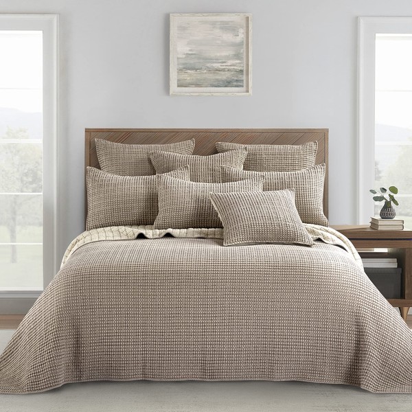 Levtex Home - Mills Waffle - King Bedspread Set - Taupe Cotton Waffle - Bedspread Size (122 x 106in.), Sham Size (36 x 20in.)