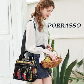 PORRASSO Women's Shoulder Bag Small Backpack Casual Shoulder Bag Multi Bag Nylon Handbag Backpacks for Work Travel Daily Use, tree, Cute, practical