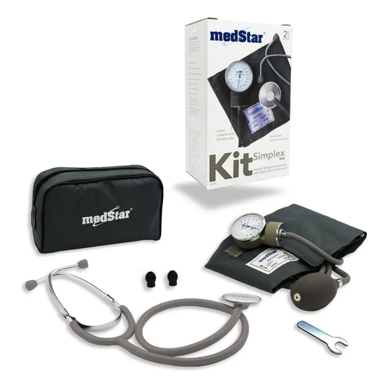 Kit Baumanómetro Aneroide Con Estetoscopio De Una Campana Simplex Color