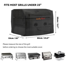 ONLYFIRE GRILLS 23.6" Grill Cover for Gas Stoves and Oven, Fits GS318 GS322, Waterproof BBQ Cover Suitable for Blackstone, Cuisnart, Pit Boss, Char-Broil, Monument and More, CV702