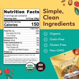 Lark Ellen Farm Vanilla Cinnamon Granola Clusters, Gluten Free, Vegan, Certified Organic, Low Sugar Healthy Snack for Cereal, Yogurt, or With Honey 8 oz - 3 Pack