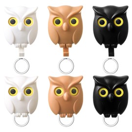 Keboyoe 6 Stück Eulen SchlüSselhaken, SchlüSsel Aufbewahrung Eule Magnet SchlüSselhalter Owlhook SchlüSselhalter Wand Eule Selbstklebender mit Offenem und Geschlossenem Augen-Design für Zuhause,Büro
