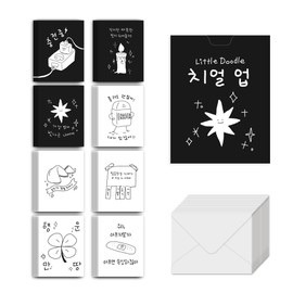 Monolike Little doodle cheer up message card KR - Mix 40 Mini Postcards, 20 envelopes Package