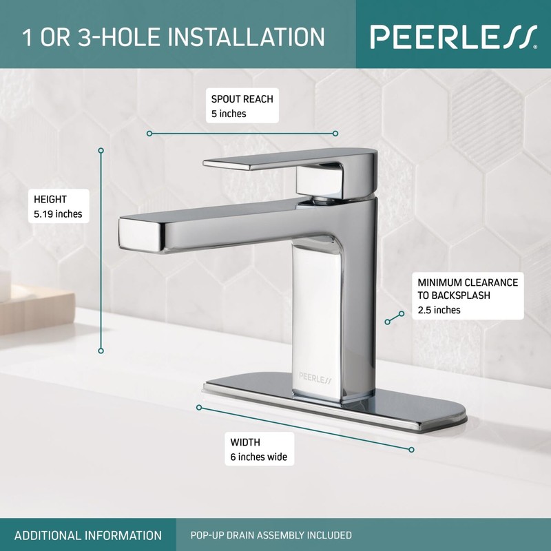 Peerless Xander Single Hole Bathroom Faucet, Single Handle Bathroom Faucet