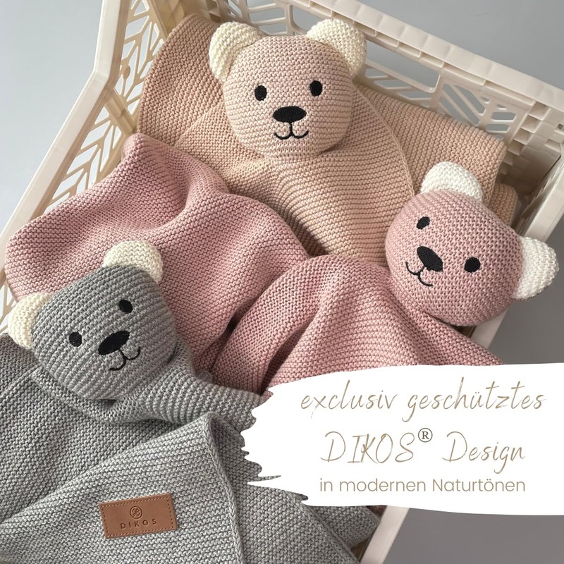DIKOS® Original Baby Blanket Cuddly Bear Cappuccino 100% GOTs Organic