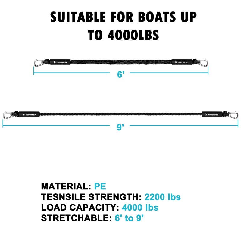 Obcursco Bungee Dock Line, Jet Ski Dock Line with Double