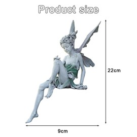 Outdoor Garden Fairy Statue Ornaments, Angel Sculpture Garden Realistic Figurine Decor Decoration Sculpture Sitting Fairy Figurine Resin Craft for Lawn Yard Art Porch Patio