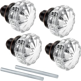 Amylove 2 Set Glass Door Knobs Mortise Style Fluted Crystal Antique Door Knobs with Spindle Antique Doorknobs for Home Interior (Bronze, Basic)