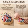 1Pcs Japanese Style Cherry Blossom Pin Cushion, Round Wooden Base