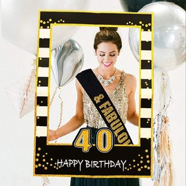 JeVenis 40 Photo Booth Frame 40 Birthday Photo Frame 40 Birthday Photo Booth Props 40 Birthday Gifts for Women 40 Birthday Party Decorations