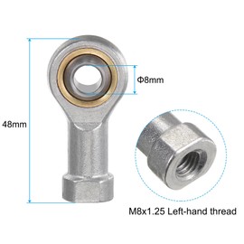 sourcing map 4pcs SI8T/K 8mm Rod End Bearing M8x1.25 Female Left Hand Thread, Cast Iron Rod End Joints with Jam Nut
