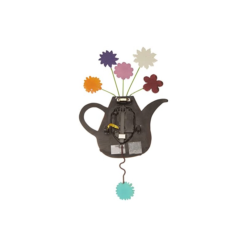 Enesco P9014 Wall Clock Teapot Red 42 cm with Flowers