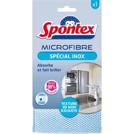 Spontex Microfibre Special Stainless Steel - 3D Texture Not Scratched - Absorbs and Gives Shine - Removes 99% of Bacteria