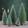 Pack of 8 Mini Green Artificial Christmas Trees, Miniature Small