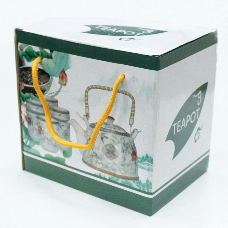 Herbal Teapot Green Mosaic.Built in Teastrainer and 6 Matching Cups
